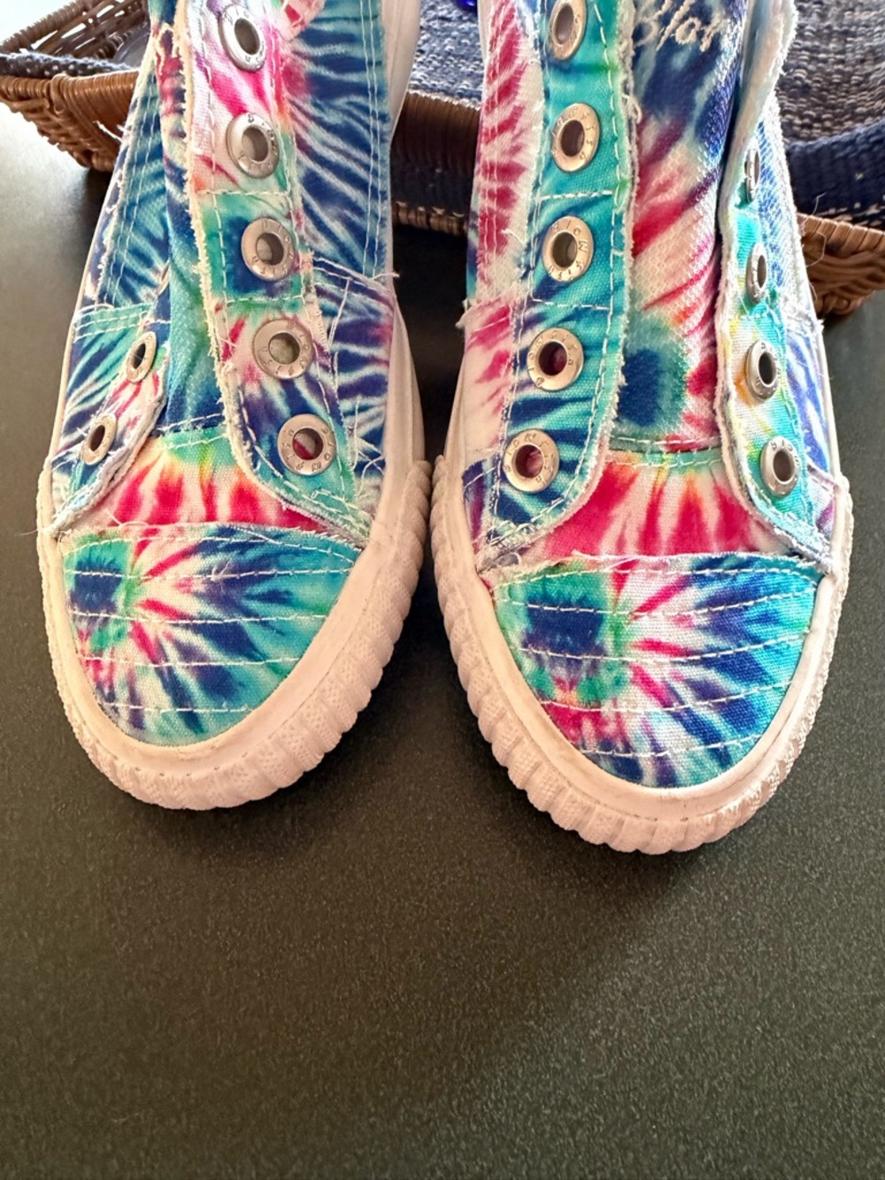 Blowfish Tie-Dye Slip-On Sneakers in Blue Pink Green